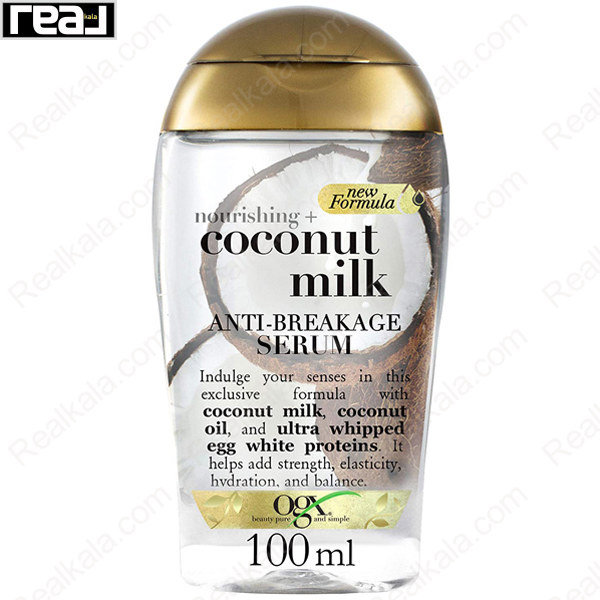 تصویر  سرم ضد موخوره و شکنندگی او جی ایکس حاوی شیر نارگیل Ogx Nourishing Coconut Milk Anti Breakage Serum 100ml