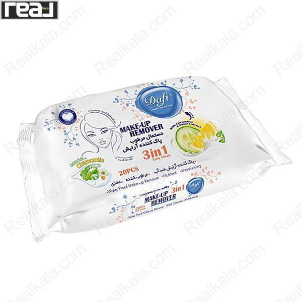 تصویر  دستمال مرطوب پاک کننده آرایش دافی مدل سه در یک بسته 20 عددی Dafi 3in1 Make Up Remover Wet Wips 20pcs