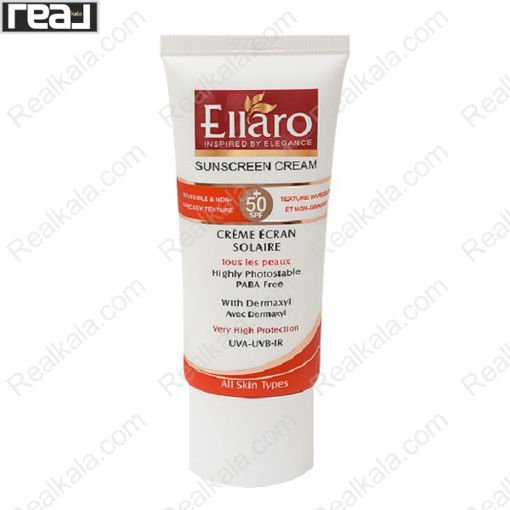 کرم ضد آفتاب الارو انواع پوست بی رنگ Ellaro Sunscreen Cream Spf 50 Colorless