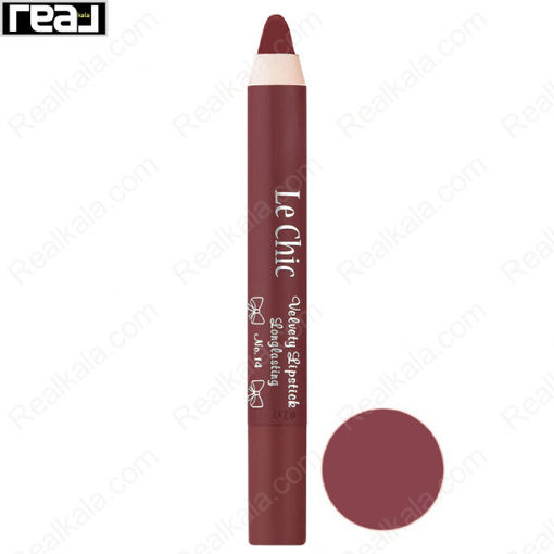 رژ لب مدادی مات و مخملی لچیک شماره 14 Lechic Velvety Lipstick Long Lasting