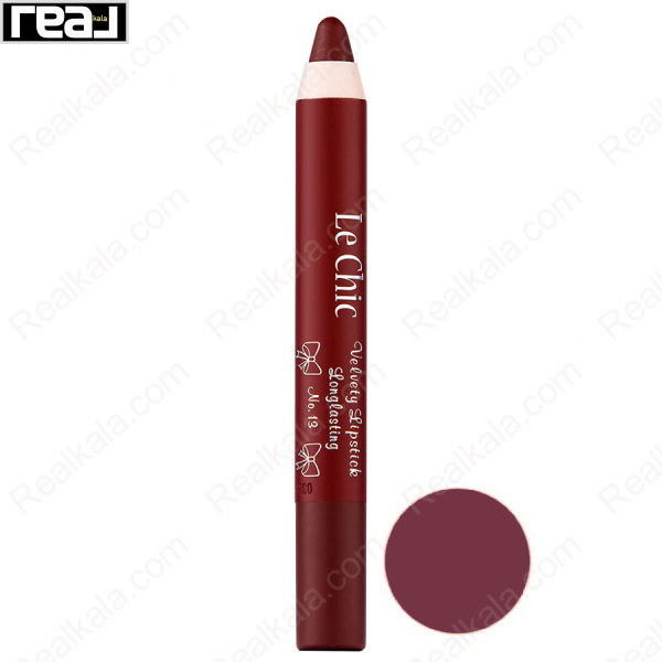 تصویر  رژ لب مدادی مات و مخملی لچیک شماره 13 Lechic Velvety Lipstick Long Lasting