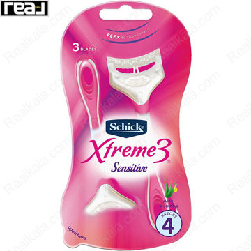خود تراش زنانه شیک مدل اکستریم 3، بسته 4 عددی Schick Xtreme3 Sensitive Flex Aloe & Jojoba