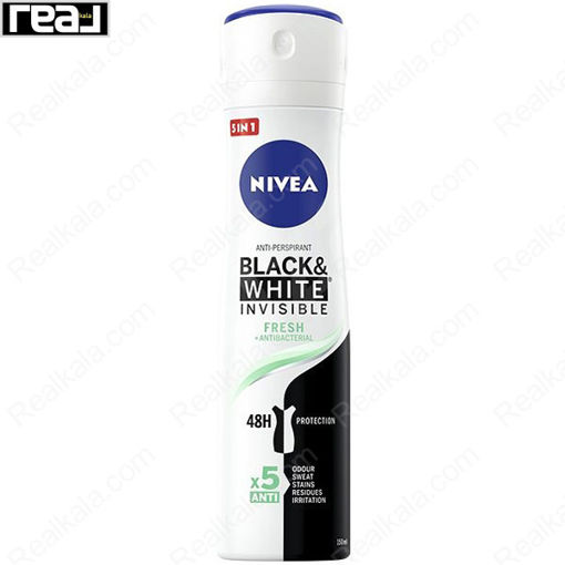 اسپری زنانه نیوا مدل اینویزیبل بلک اند وایت فرش (سبز) آنتی باکتریال Nivea Invisible Black & White Fresh Spray 150ml