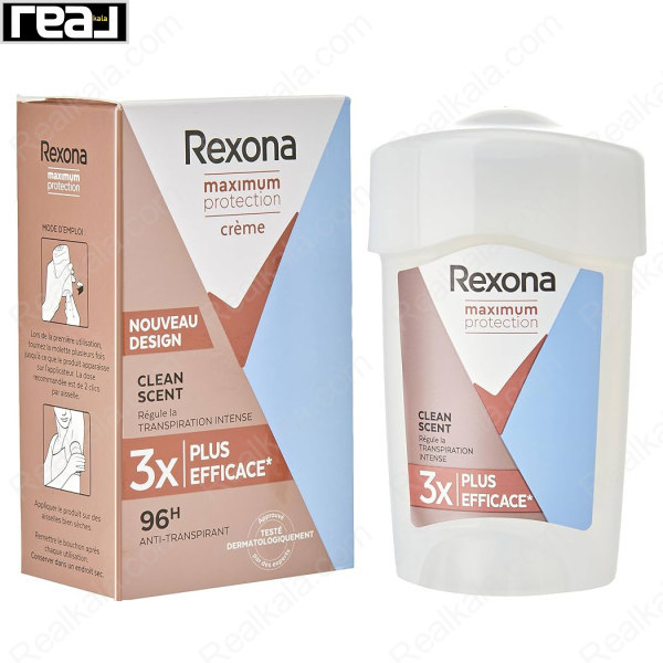 مام ضد تعریق کرمی رکسونا مدل کلین سکنت Rexona Maximum Protection Cream Clean Scent