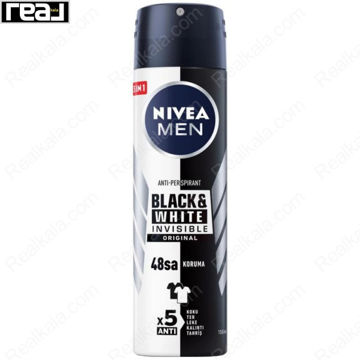 اسپری مردانه نیوا بلک اند وایت اینویزیبل اورجینال 5 در 1 Nivea Black & White Invisible Original Spray 48h 150ml
