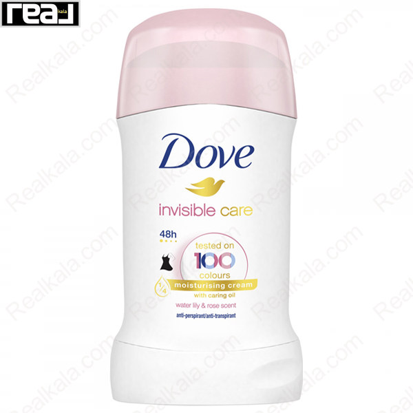استیک ضد تعریق زنانه داو Invisible Care با کرم مرطوب‌کننده و روغن مراقبتی، رایحه Water Lily و Rose و محافظت 48 ساعته بدون ایجاد لکه روی لباس