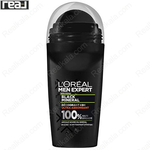 دئودورانت رولی (مام) لورال مدل بلک مینرال Loreal Men Expert Black Mineral Deodorant Roll-On 48h