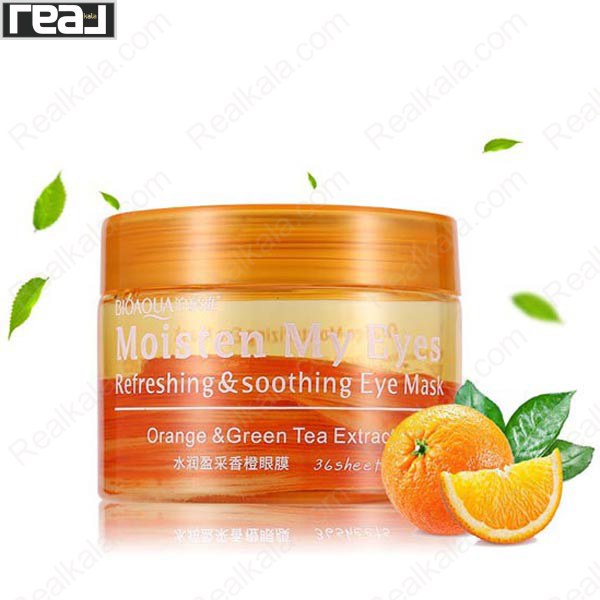 نمای نزدیک ماسک دور چشم پرتقال بیوآکوا مدل Refreshing and Soothing Eye Mask با فرمول مرطوب‌کننده