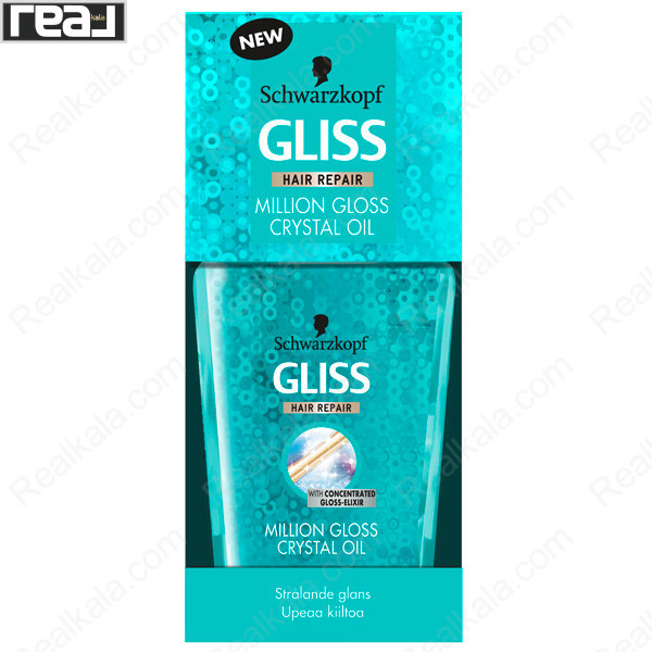 تصویر  سرم مو (روغن کریستال) ترمیم کننده و براق کننده گلیس Gliss Hair Repair Million Gloss Crtstal Oil