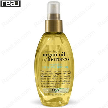 روغن موی سبک OGX Renewing Argan Oil of Morocco Weightless Healing Dry Oil حاوی روغن آرگان مراکشی برای افزایش درخشندگی، کاهش وز و نرمی مو