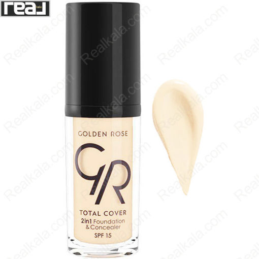 کرم پودر و کانسیلر توتال کاور گلدن رز شماره 01 Golden Rose Total Cover 2 in 1 Foundation & Concealer