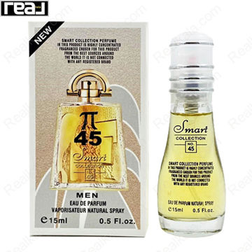 بطری اسمارت کالکشن کد 45 با تصویر عطر جیوانچی پی مردانه روی جعبه