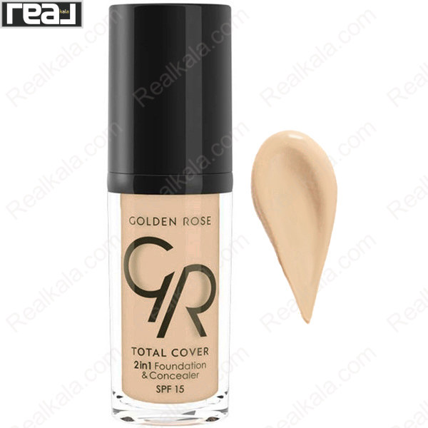 تصویر  کرم پودر و کانسیلر توتال کاور گلدن رز شماره 13 Golden Rose Total Cover 2 in 1 Foundation & Concealer