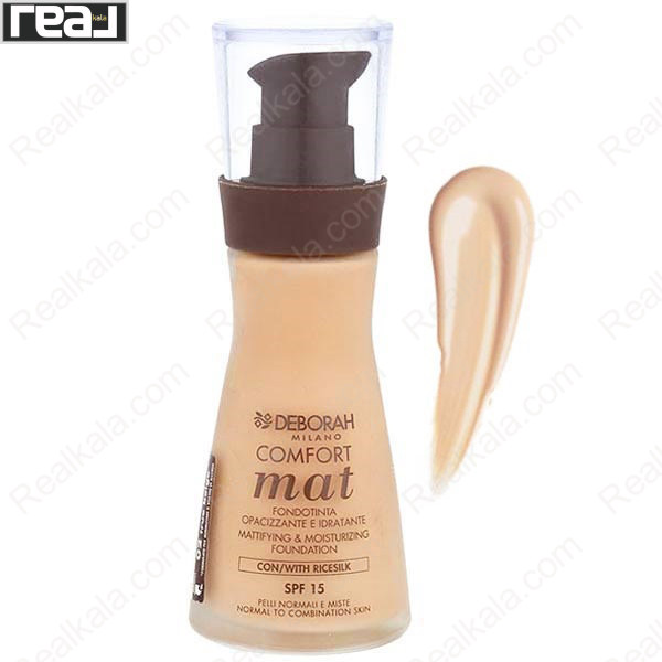 کرم پودر دبورا مدل Comfort Mat شماره 03 مناسب پوست نرمال تا مختلط با جلوه مات و SPF 15