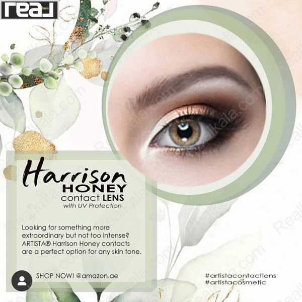 نمونه رنگ لنز Harrison Honey آرتیستا روی چشم