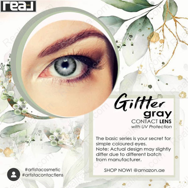 تست رنگ لنز Giltter Gray آرتیستا روی چشم