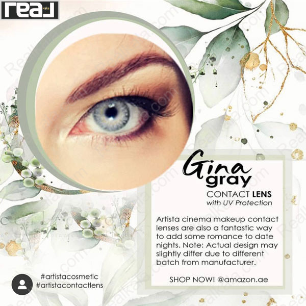 نمونه رنگ لنز Gina Gray آرتیستا روی چشم