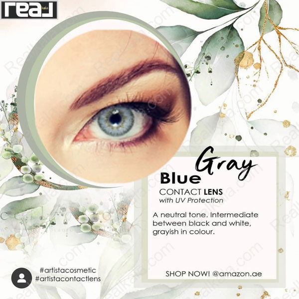 نمونه رنگ لنز Gray Blue آرتیستا روی چشم طبیعی