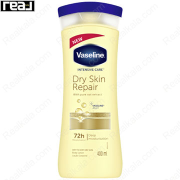 لوسیون بدن وازلین Intensive Care Dry Skin Repair با عصاره جو دوسر و مرطوب‌کنندگی 72 ساعته 400 میل