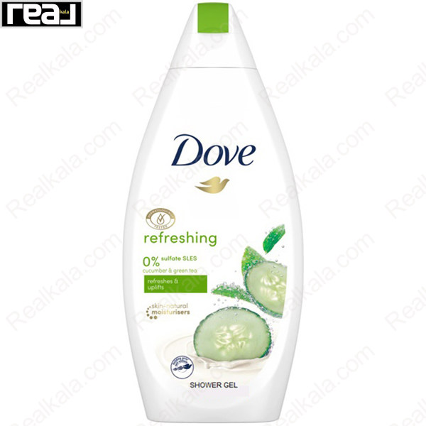 ژل شستشوی بدن داو مدل Refreshing Cucumber & Green Tea حجم 500 میل با درب فلیپ‌تاپ