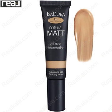 کرم پودر ایزادورا Natural Matt شماره 20 با فینیش مات و تناژ بژ متوسط گرم عسلی-طلایی