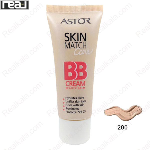 کرم بیوتی بالم آستور مدل Skin Match Care شماره 200 رنگ Nude جلو بسته بندی