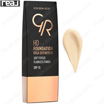 کرم پودر HD گلدن رز شماره 105 رنگ Cool Sand مناسب پوست متوسط با ته رنگ سرد