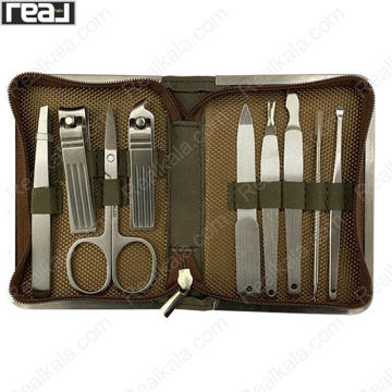 ست کامل ابزار مانیکور و پدیکور زد وان مدل Z-559 داخل کیف زیپی بسته 9 عددی