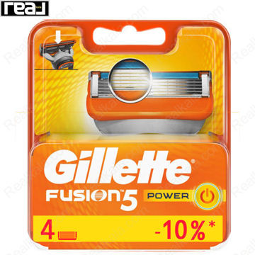 یدک تیغ اصلاح Gillette Fusion5 Power بسته 4 عددی با سیستم 5 تیغه