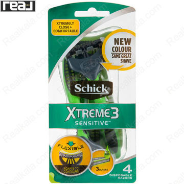 بسته 4 عددی خودتراش یک‌بارمصرف شیک Xtreme3 Sensitive با 3 تیغه