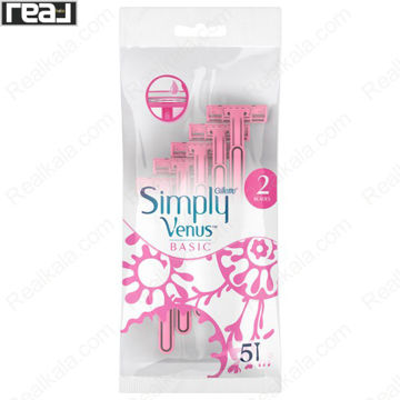 تیغ اصلاح یکبار مصرف زنانه Gillette Simply Venus Basic با 2 تیغه بسته 5 عددی