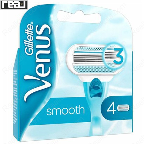 یدک تیغ اصلاح زنانه Gillette Venus Smooth با 3 تیغه بسته 4 عددی