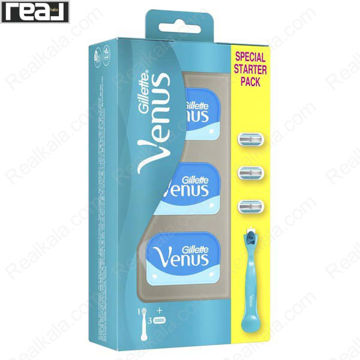 تیغ اصلاح زنانه Gillette Venus با 1 دسته و 3 یدک تیغ برای اصلاح نرم بدن