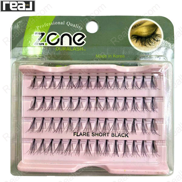 مژه مصنوعی تکی زد وان مدل FLARE SHORT BLACK مشکی با تارهای کوتاه و طبیعی