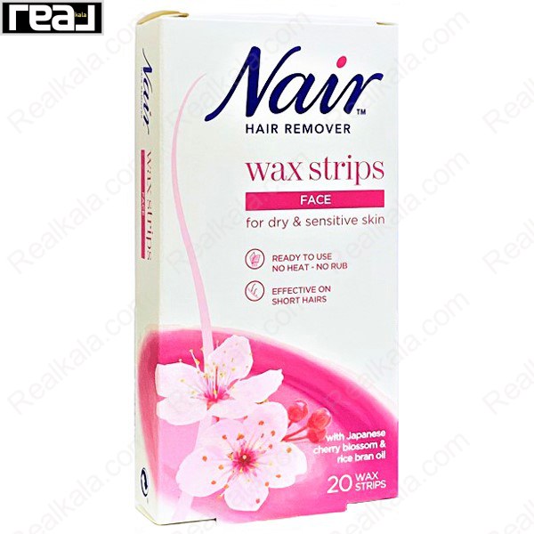 نوار موبر صورت Nair مخصوص پوست خشک و حساس با شکوفه گیلاس ژاپنی و روغن سبوس برنج، حذف موهای کوتاه و آماده استفاده