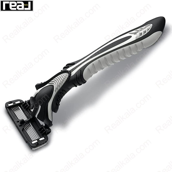 تیغ اصلاح دورکو Pace 6 Portable با بدنه مشکی سفید و سری پهن