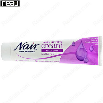 تیوب کرم موبر Nair مدل مرطوب‌ کننده مخصوص پا و بدن، غنی‌شده با روغن بچه، مناسب انواع مو، با بافت نرم و اثرگذاری سریع