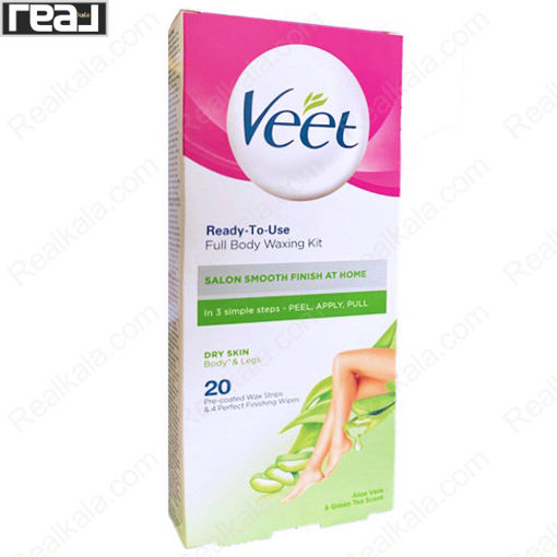 نوار موبر بدن ویت مخصوص پوست خشک بسته 20 عددی Veet Full Body Waxing Kit For Dry Skin