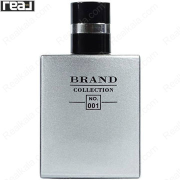 ادکلن برند کالکشن کد 001 شنل الور هوم اسپرت مردانه با شیشه مستطیلی نقره‌ای و درب مشکی
