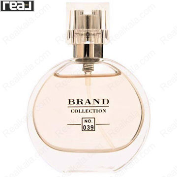 ادکلن برند کالکشن کد 039 شنل چنس زنانه با طراحی گرد، بدنه و درپوش شفاف