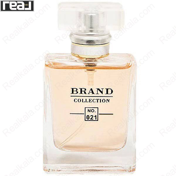 ادکلن برند کالکشن کد 021 شنل کوکو مادمازل زنانه با شیشه شفاف مستطیلی و درب سفید مات