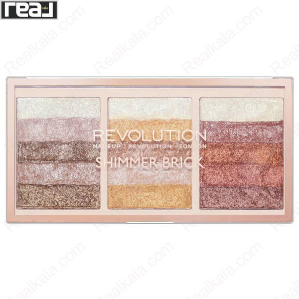 تصویر  پالت هایلایتر 15 رنگ شیمر بریک رولوشن Makeup Revolution Shimmer Brick Palette