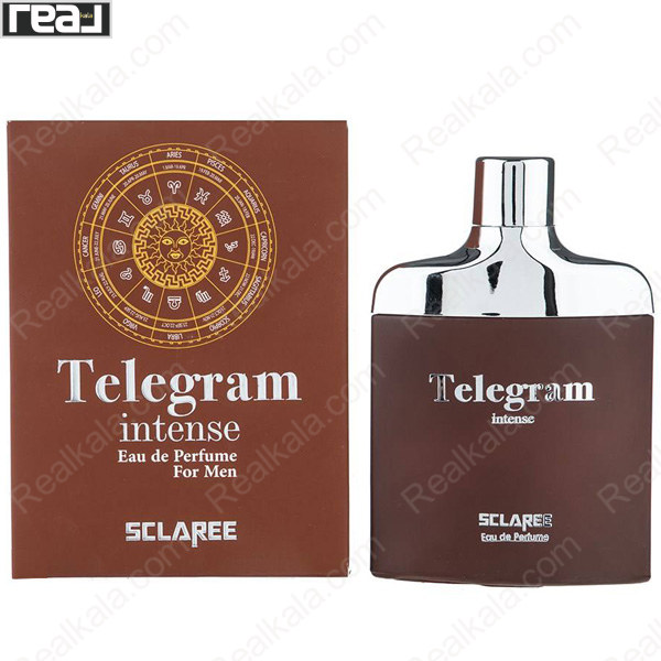 ادو پرفیوم مردانه اسکلاره Telegram Intense با بسته‌بندی قهوه‌ای و شیشه فلزی–قهوه‌ای