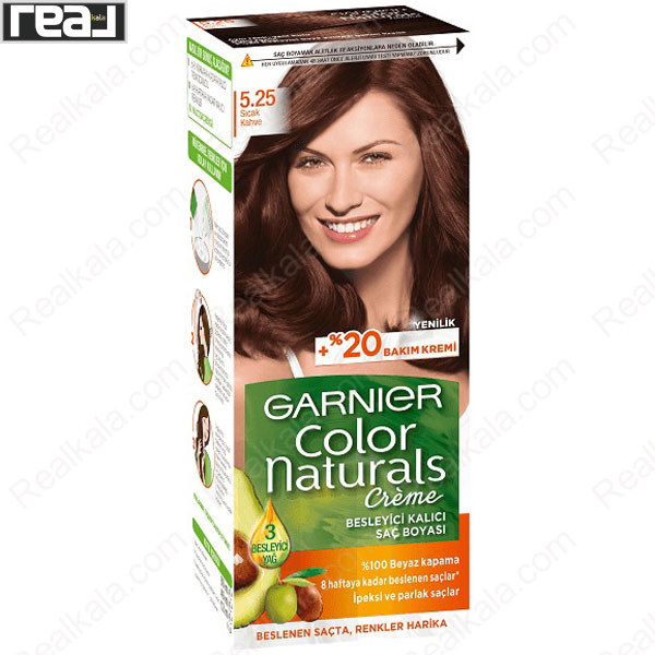 کیت رنگ موی گارنیر Color Naturals شماره 5.25 قهوه‌ای شکلاتی گرم