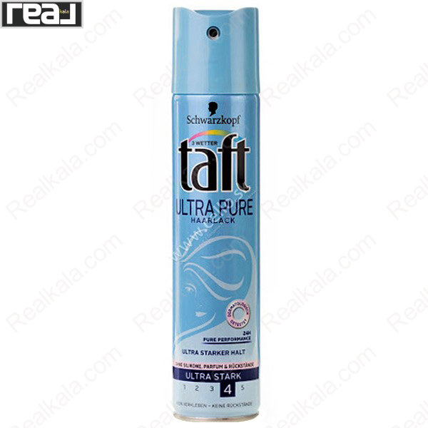 اسپری حالت دهنده مو شوارتسکف Taft All Weather Ultra Pure با فیکس Level 4 و فرمول سبک