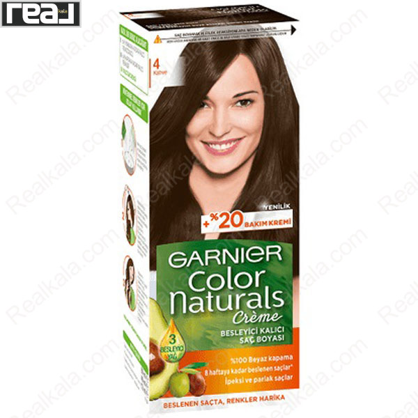 کیت رنگ موی گارنیر Color Naturals شماره 4 قهوه ای متوسط