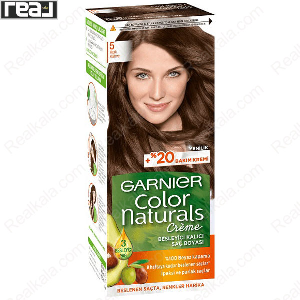 کیت رنگ موی گارنیر Color Naturals شماره 5 قهوه‌ای روشن