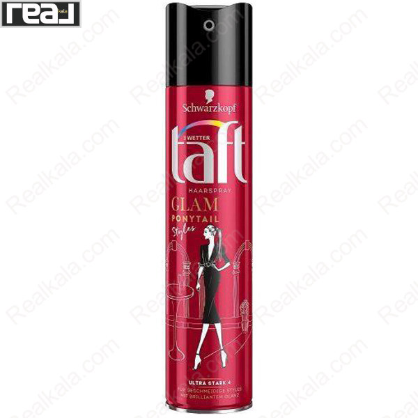 اسپری حالت دهنده مو شوارتسکف Taft Glam Ponytail Styler با فیکس Level 4 مخصوص مدل دم‌اسبی و موهای صاف
