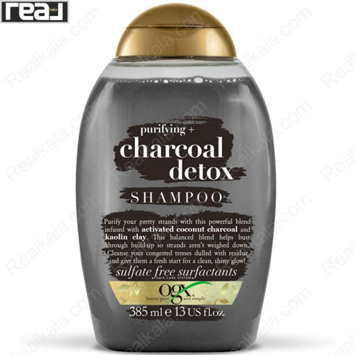 شامپو او جی ایکس زغال فعال سم‌ زدا و پاک کننده موی چرب Ogx Charcoal Detox Shampoo 385ml
