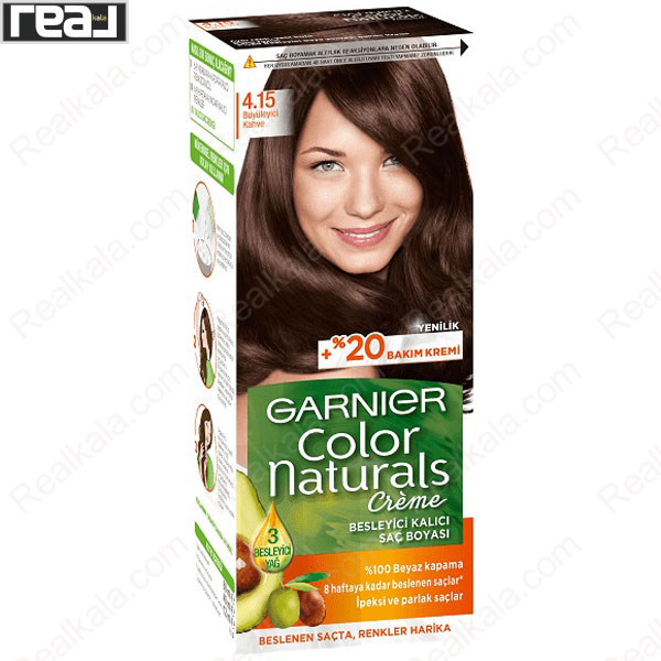 کیت رنگ موی گارنیر Color Naturals شماره 4.15 قهوه‌ای جذاب